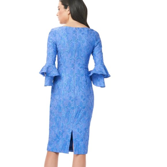 Blue Theia Couture Bell Sleeve Cocktail Dress - Picture 6 of 8